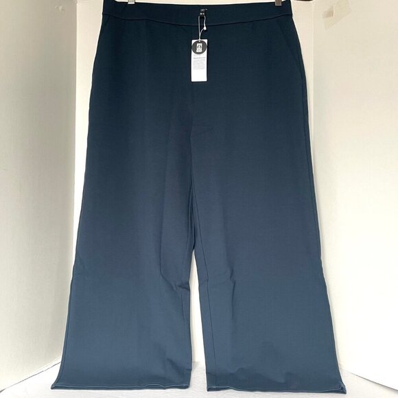 Eileen Fisher Wide Leg Ponte Pants Womens XL Blue Washable Pull On Ankle - Picture 2 of 7